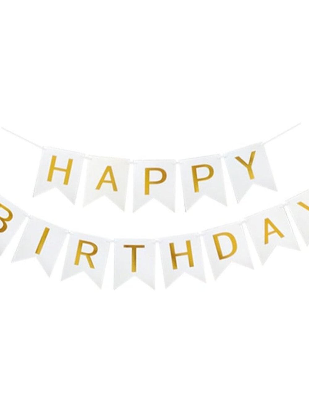 Happy Birthday Banner With Shiny Gold Letters, Swallowtail Design Hanging Signs